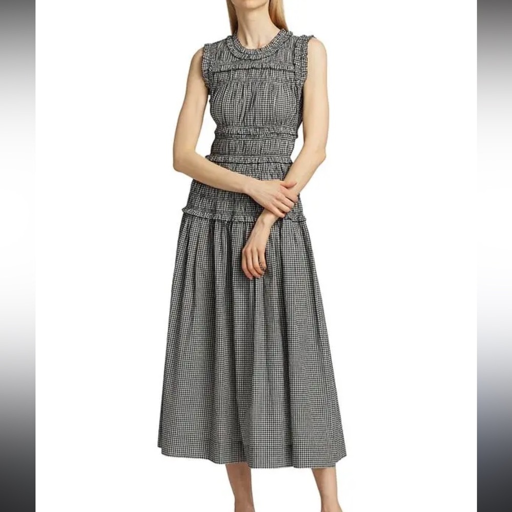 Doen Mallory Gingham Shirred Dress